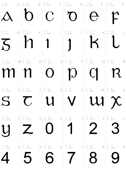 Cló Gaelach (Twomey), Regular