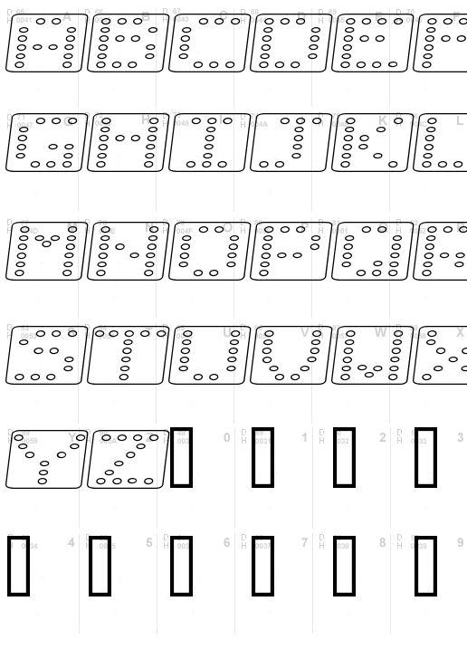 Domino flad kursiv omrids