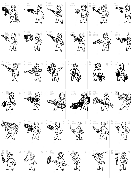 Pip Boy Weapons Dingbats, Normal