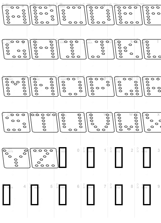 Domino flad kursiv omrids